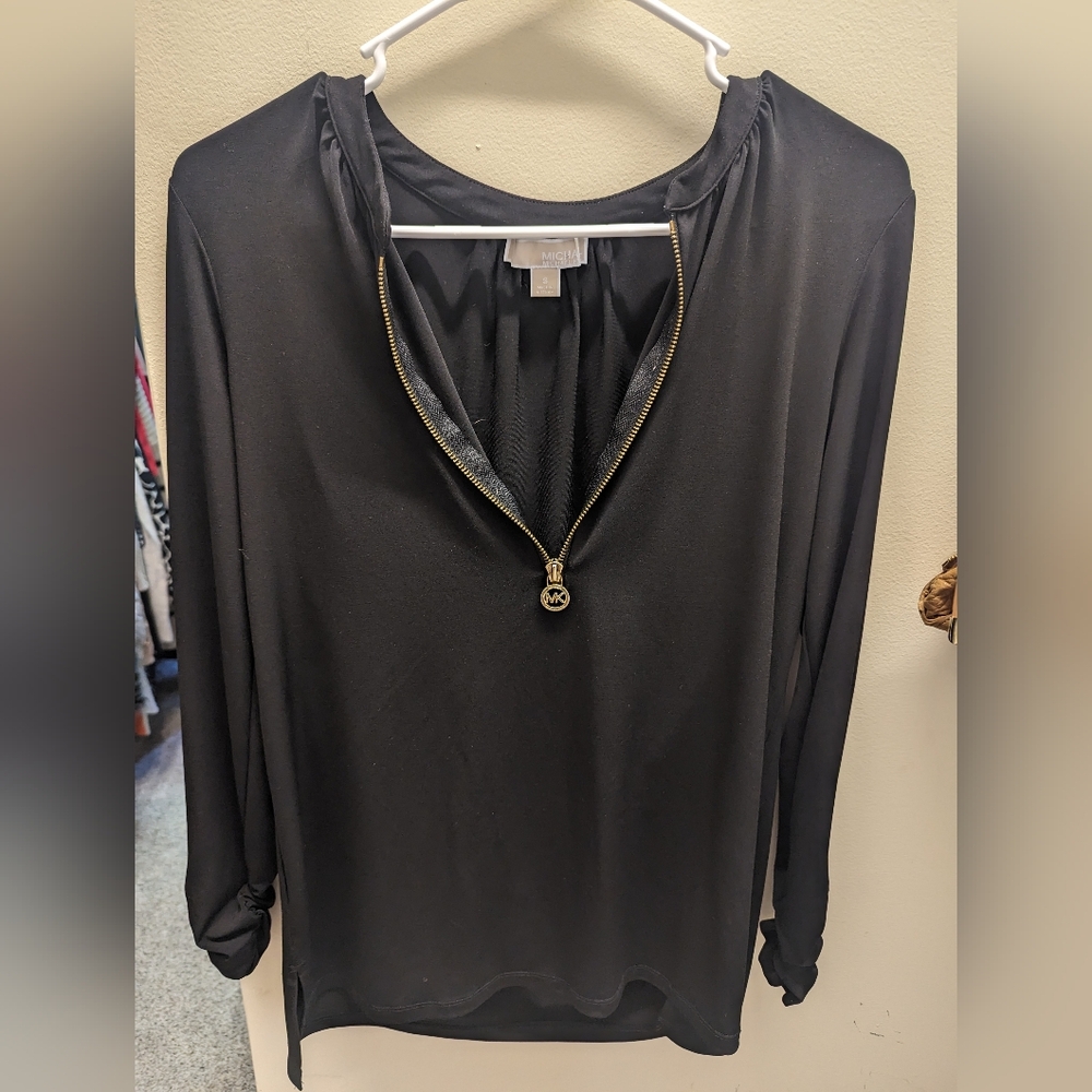 Michael Kors Black Relaxed 3/4 Sleeve Blouse